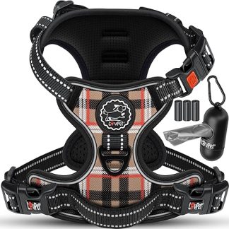 Lovpet® No-Pull & No-Choke Dog Harness for Small Dogs and Puppies, Breathable & Soft Chest Harness, Reflective, incl. Rolls of Bags, Adjustable Harness with Handle, Beige, S