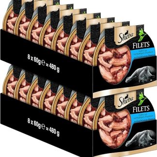 Sheba Filets - Finest Wet Cat Food in Tray - Chicken with Sustainable Tuna - 16 x 60 g