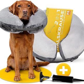 Tierhood Dog Collar - Inflatable Dog Collar Lick Protection - Soft Collar for Dogs After Surgery - Protective Collar Dog - Quick Recovery in Injured or Operated Areas - M