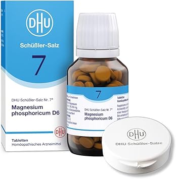 DHU Schuessler Salt No. 7 Magnesium Phosphoricum D6 - Минеральная соль для мышц и нервов - Оригинальная - Экологически чистая, в аптечном стекле, упаковка из 200 таблеток с футляром для таблеток