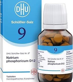 DHU Schüßler Salt No. 9 Sodium Phosphoricum D12 - Минеральная соль метаболизма - Оригинальная - Экологически чистая, в аптечном стеклянном стакане, упаковка из 200 таблеток