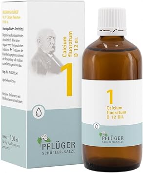 PFLÜGER Schüßler Salts No. 1 Calcium Fluoratum D12 - 100 мл капли - Соль для кожи и соединительной ткани - Без глютена и лактозы