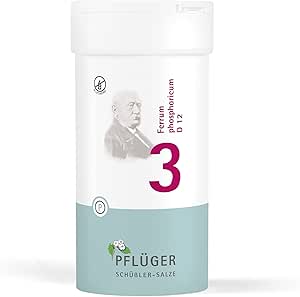PFLÜGER Schüßler Salts № 3 Ferrum Phosphoricum D12 – 400 таблеток – Соль иммунной системы, энергии и защиты – без глютена