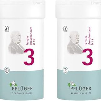 Таблетки PFLÜGER Schuessler Salts No. 3 Ferrum Phosphoricum D12-800 (2 x 400 таблеток) - Соль для иммунной системы, энергии и защиты, без глютена.