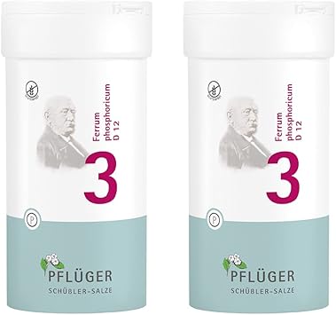 Таблетки PFLÜGER Schuessler Salts No. 3 Ferrum Phosphoricum D12-800 (2 x 400 таблеток) - Соль для иммунной системы, энергии и защиты, без глютена.