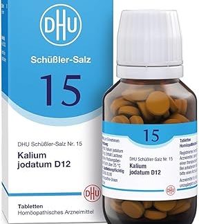 DHU Schüßler Соль № 15 Йодат калия D12 - Минеральная соль внутренних органов - Оригинальная - Экологически чистая, в аптечном стакане, упаковка из 200 таблеток