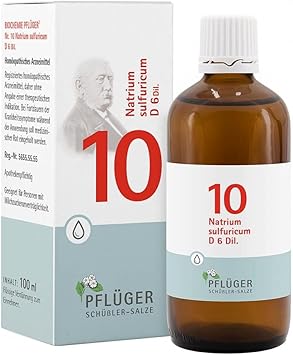 PFLÜGER Schüßler Salts No. 10 Sodium Sulfuricum D6 - 100 мл капли - Соль для экскрементов - Без глютена и лактозы