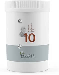 PFLÜGER Schüßler Salts No. 10 Sodium Sulfuricum D6 - 4000 таблеток - Соль для внутреннего очищения и выведения токсинов - Без глютена