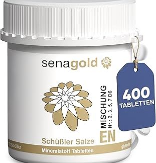 Senagold Schüßler Salts No. 2-3-5-7 D6 EN Blend - Энергетические таблетки для лечения - 400 штук | Четыре соли в одной таблетке: соль № 3 для иммунной системы и соль № 5 для нервной системы и психики + соли № 2 и 7