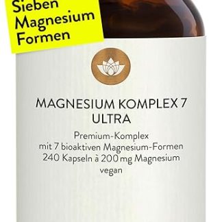 SUNDAY NATURAL Магниевый комплекс - 240 капсул - 400 мг в день - Состав: 7 соединений: бисглицинат магния, цитрат, малат, лактат, аскорбат, оксид, лизинат - Веганский продукт, протестировано в лаборатории