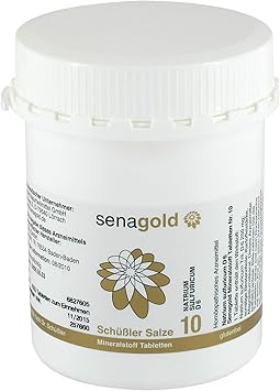 Senagold Schüssler Salts No. 10 - Sodium Sulfuricum D6 - 1000 таблеток - Соль для внутреннего очищения - Без глютена и спирта - Произведено в соответствии с гомеопатической фармакопеей в Германии