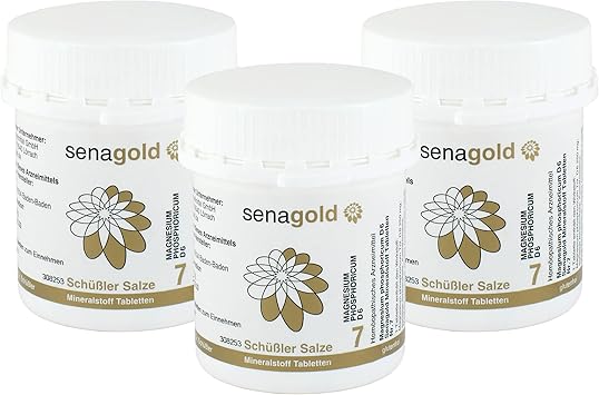 Соли Шюсслера Senagold № 7 - Магний-фосфор D6 - 3 x 400 таблеток - Соль для мышц и нервов - Без глютена и алкоголя