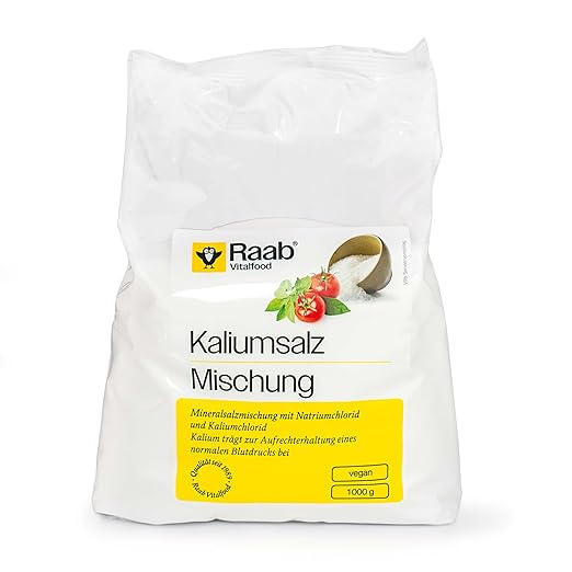 Raab Vitalfood Lownat Соль для снижения артериального давления, веганская, минеральная солевая смесь с калием для поддержания нормального артериального давления, 1 упаковка (1 мешок 1 кг)