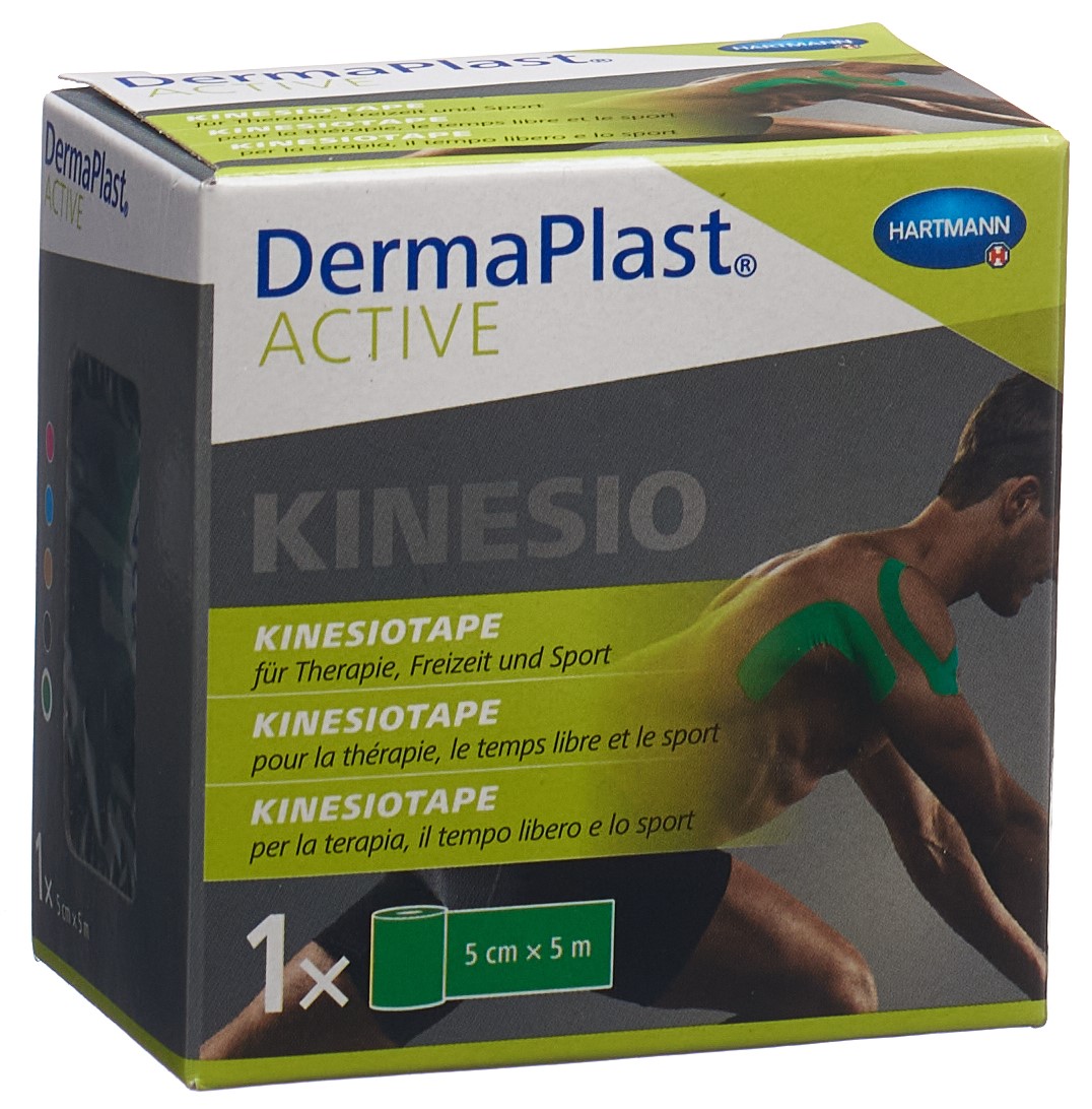Кинезиотейп DermaPlast Active 5 см x 5 м, зеленый